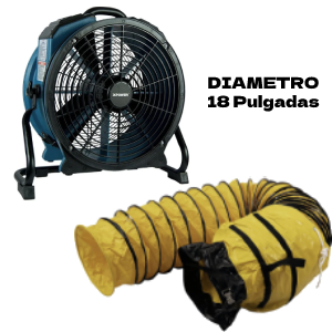RENTA VENTILADOR 18 Pulgadas y Manguera 18" Largo 25 pies  Espacios confinados